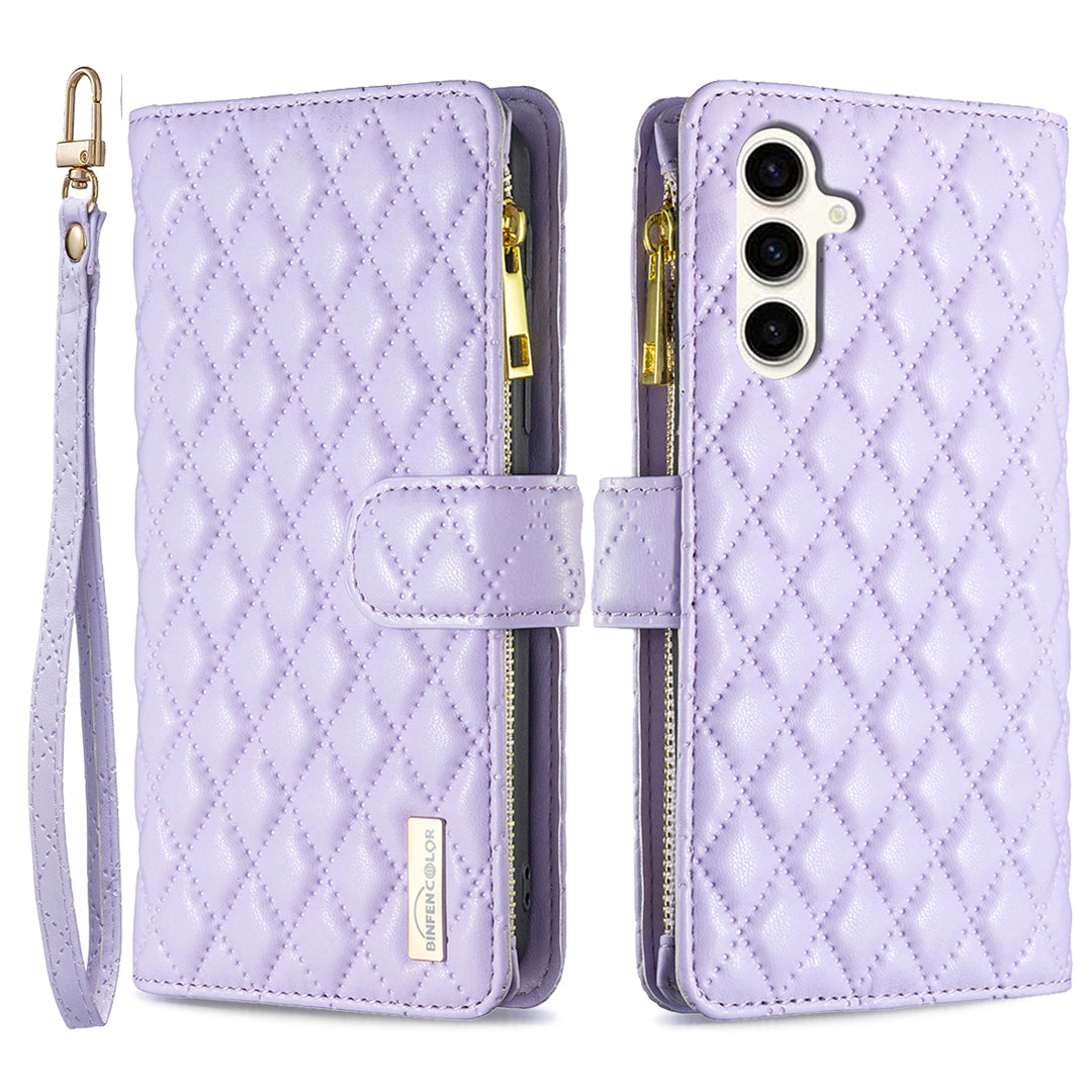 BINFEN COLOR BF Style-15 For Samsung Galaxy S23 FE Zipper Pocket Leather Cover Wallet Stand Phone Case BINFEN COLOR BF Style-15 For Samsung Galaxy S23 FE Zipper Pocket Leather Cover Wallet Stand Phone Case